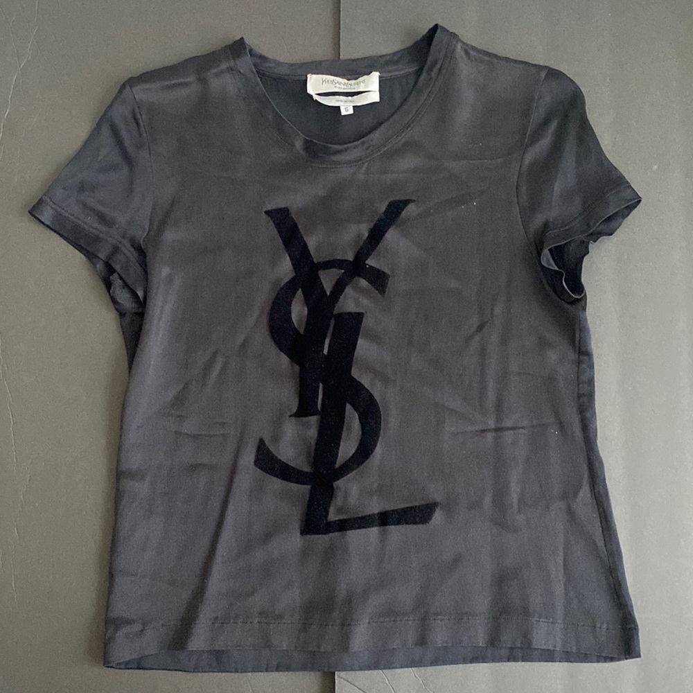 YSL Silk Black Tee Size S Classic